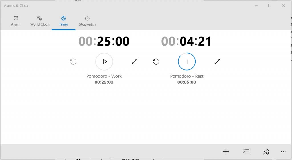 Two Windows 10 timers make a Pomodoro